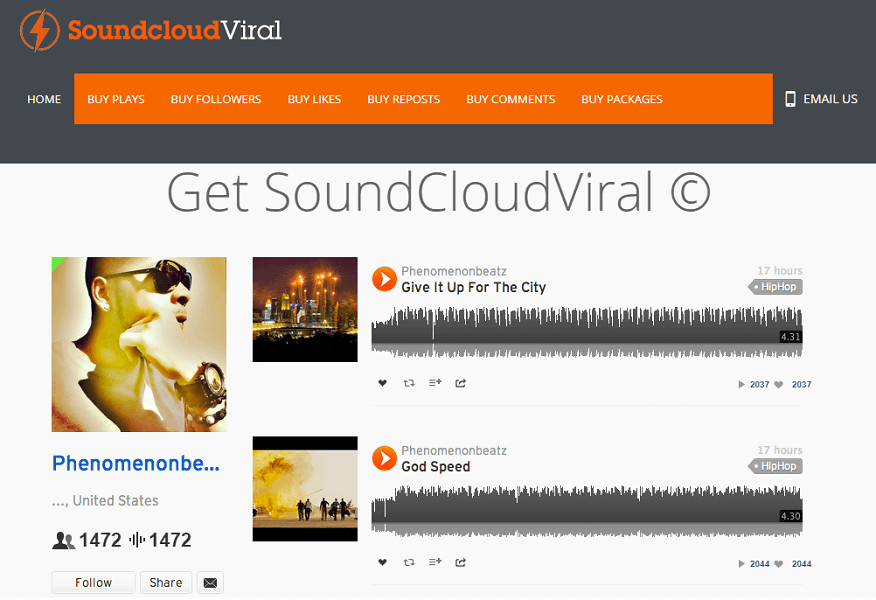 SoundCloudViral services homepage
