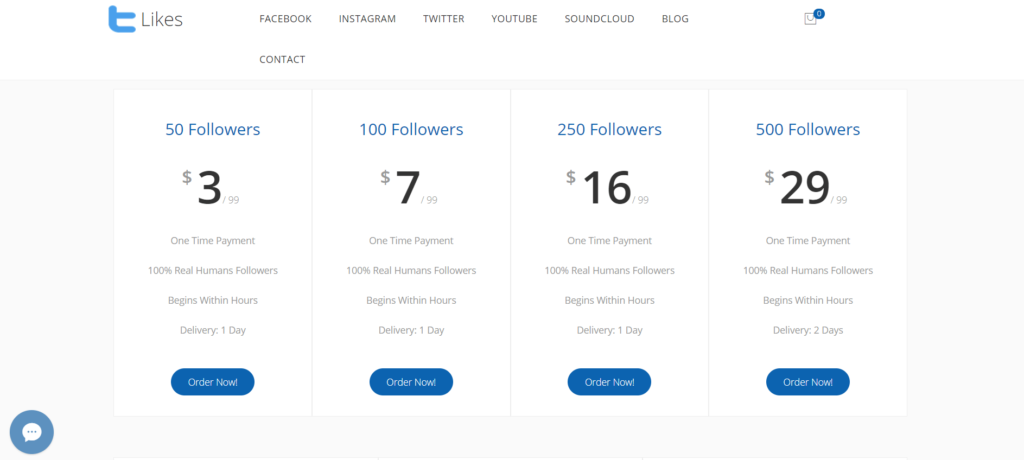 TargetedLikes Twitter Followers Service Page