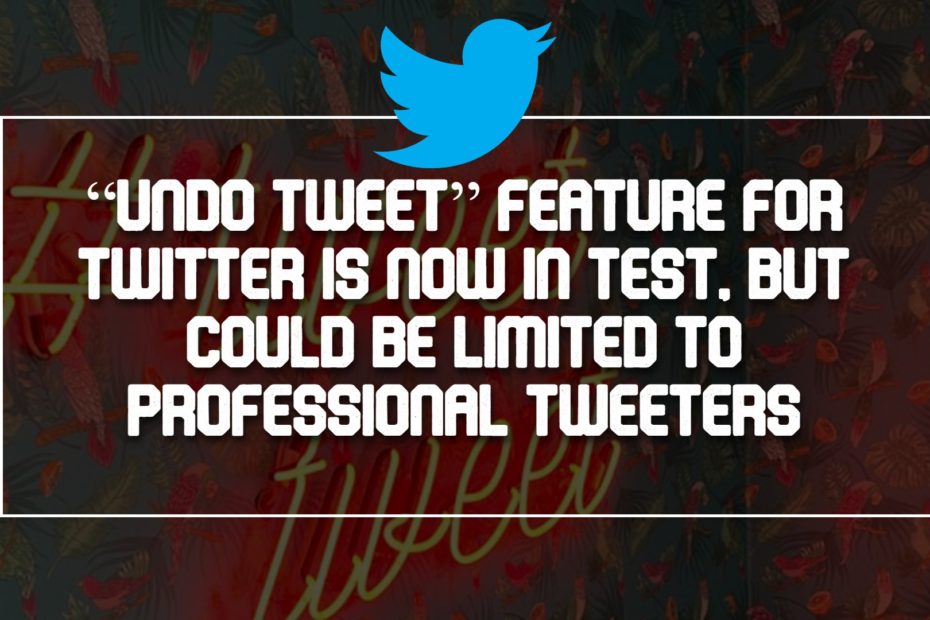 “Undo Tweet” Feature For Twitter is Now in Test, But Could Be Limited to Professional Tweeters